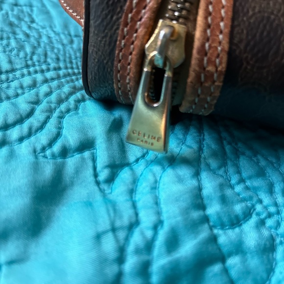 Authentic Vintage Celine Macadam vanity cosmetic case bag leather trim - Picture 12 of 14